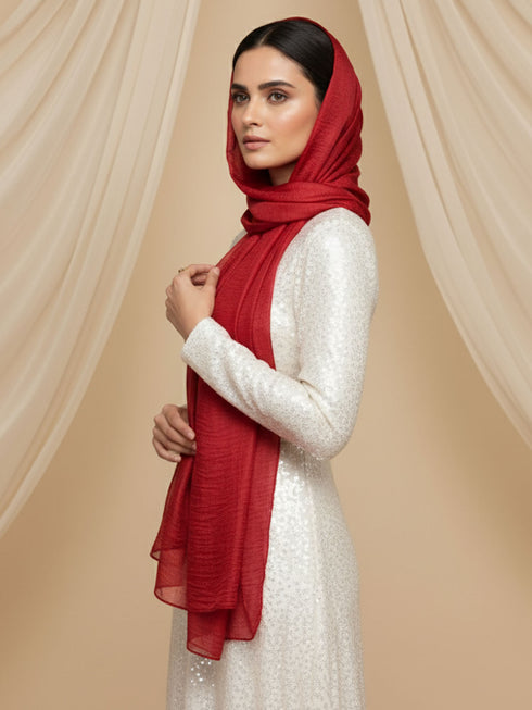 Soft Tissue Silk Hijab - Cherry Red